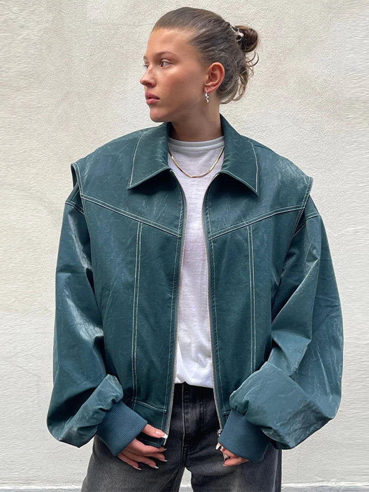 Vintage Contrast Stitch Lapel Long Sleeve Jacket Jackets LUNARITY GARAGE