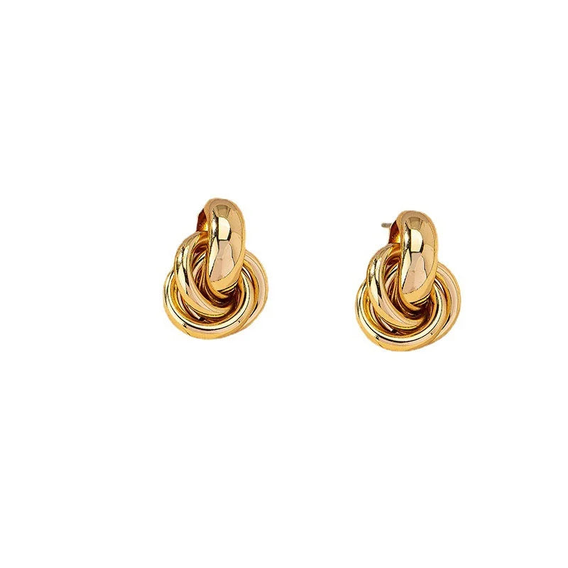 Fashion Gold Silver Color Knot Hoop Earring For Women Shiny Plating Trendy Earring Stud Cute Daily Wear Jewelry Earrings Lunarity Garage