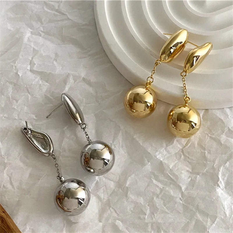 Asymmetric Long Metal Ball Drop Earrings Earrings Lunarity Garage