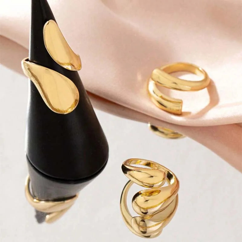 3Pcs/Set Vintage Gold Water Drop Rings | Adjustable Geometric Open Rings for Women ring LUNARITY GARAGE