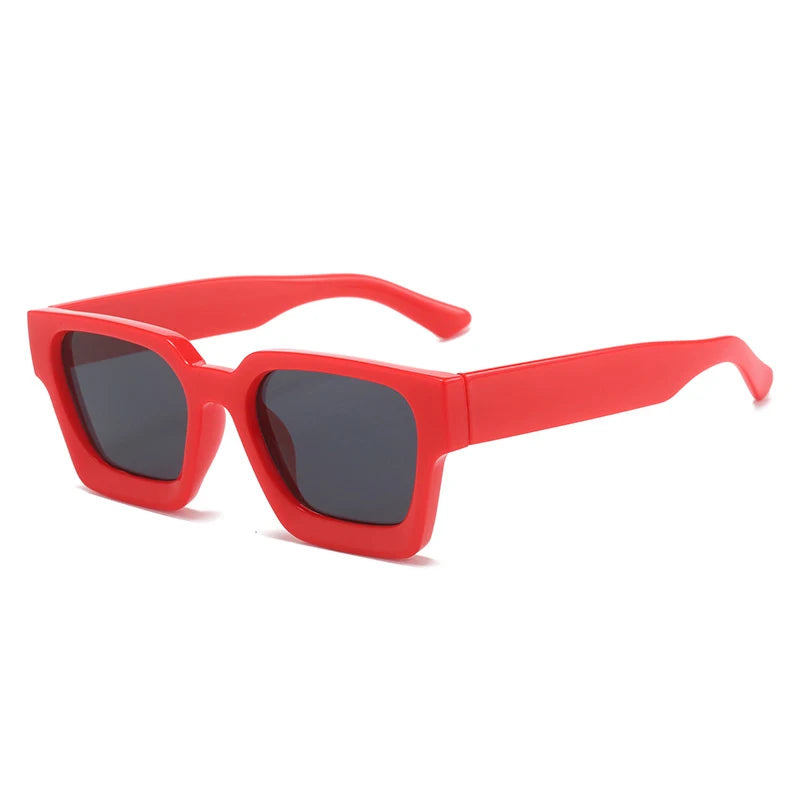 Vintage Square Candy Color Sunglasses – UV400 Gradient Designer Shades Sunglasses LUNARITY GARAGE Red Grey As the picture