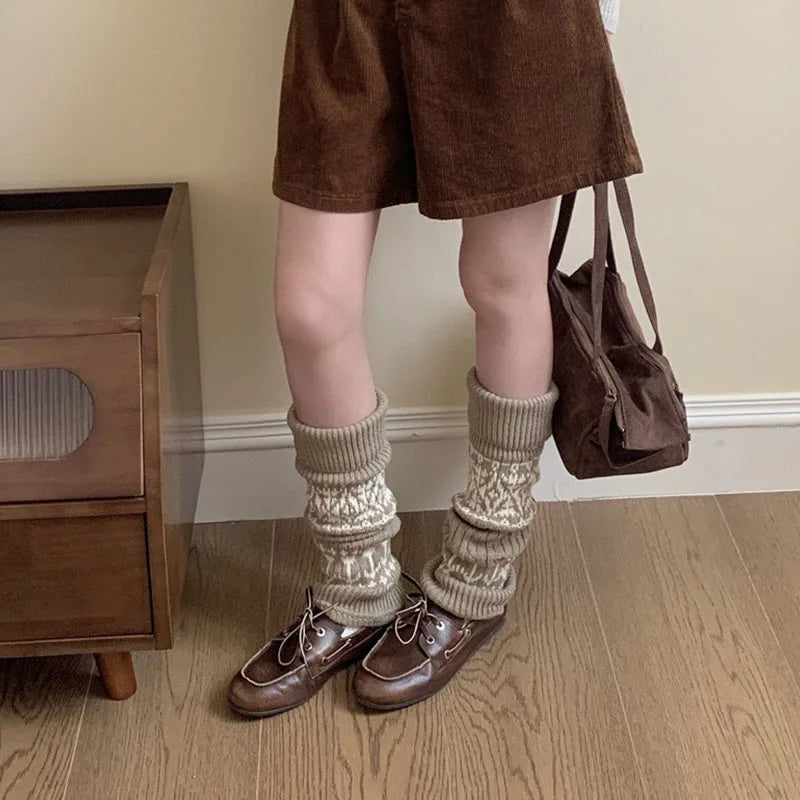 Women’s Vintage Knit Wool Leg Warmers with Tulip Pattern Leg warmer LUNARITY GARAGE   