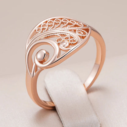 Glossy Rose Gold Hollow Flower Bridal Ring – Unique Ethnic Jewelry ring LUNARITY GARAGE 6  