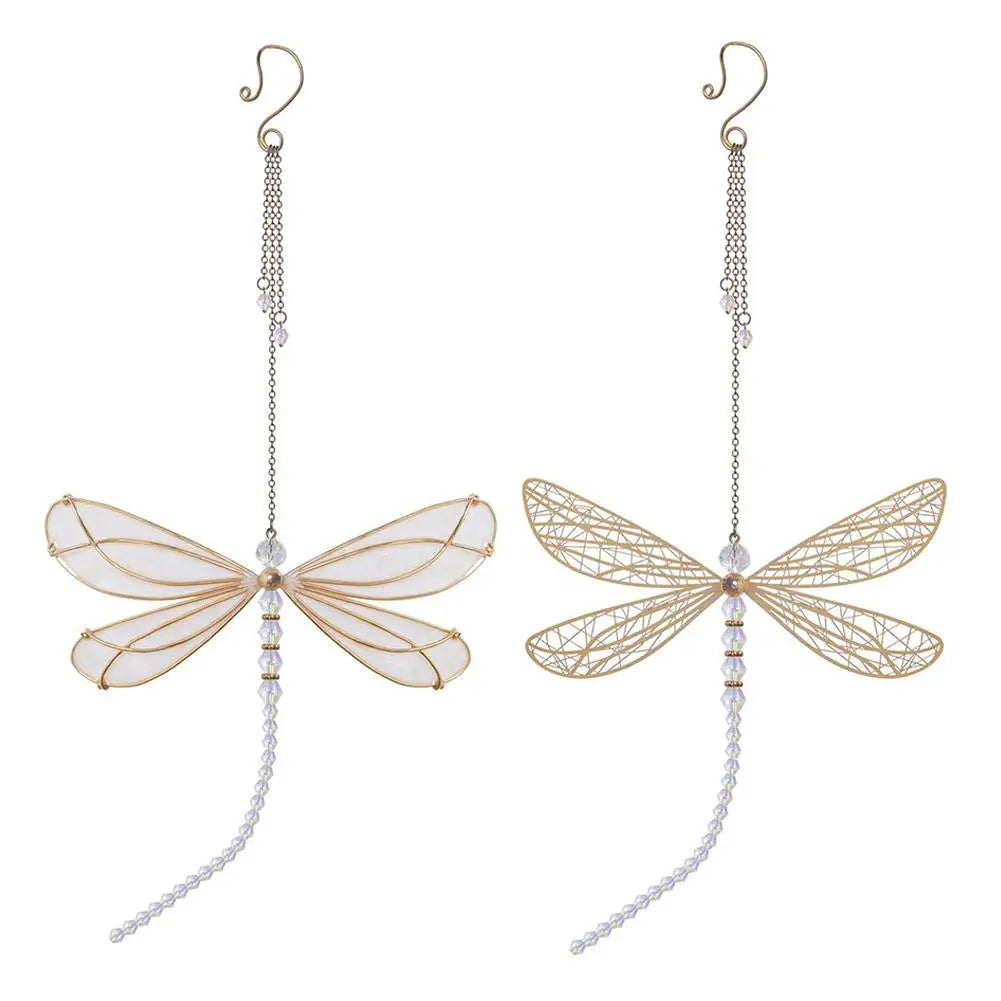 Metal Wing Dragonfly & Butterfly Crystal Suncatcher – Garden Wind Chimes & Home Window Car Decor Suncatcher Lunarity Garage