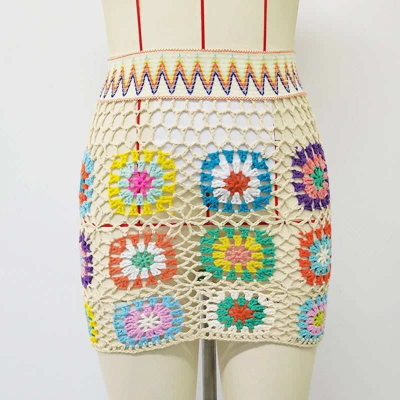 Crochet Knitted Skirt Set – Boho Beach Cover-Up Outfit skirt LUNARITY GARAGE