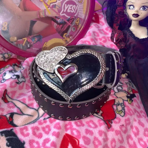 Gothic Punk Rivet Letter Waist Chain Belt - Y2K Skull Devil Charm Belt Belt LUNARITY GARAGE Black Love 120cm
