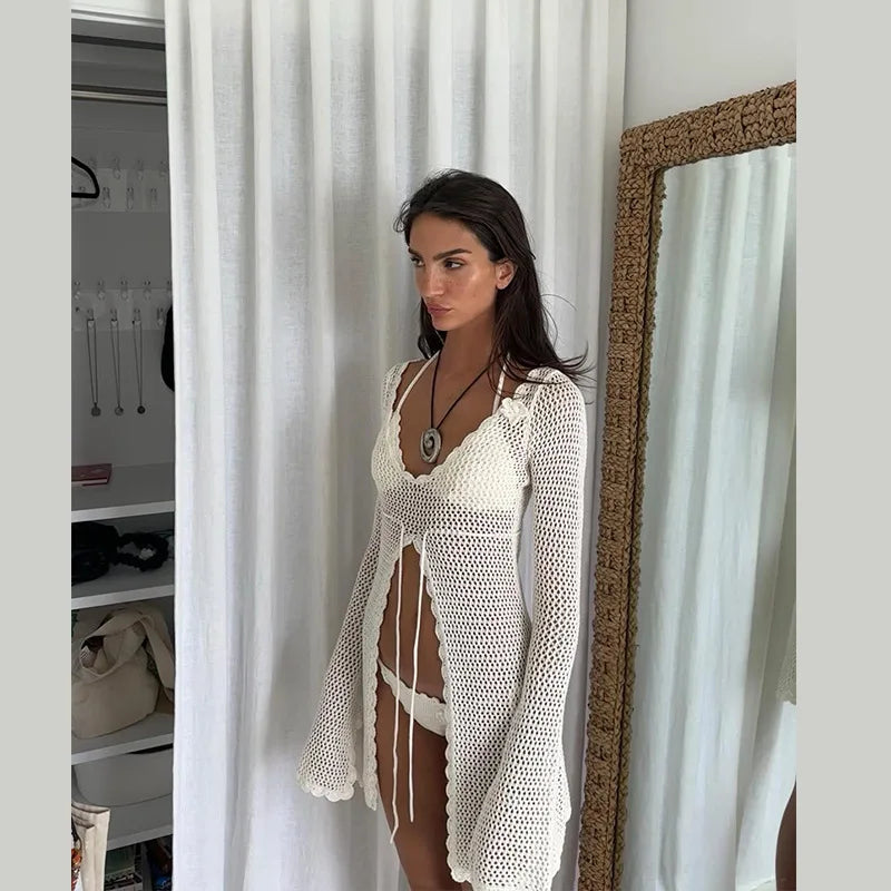 Mesmerizing Summer Nights: The Sexy Knit Hollow Out Beach Dress cover ups LUNARITY GARAGE