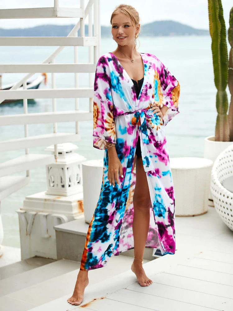 The Africa Printed Beach Kimono Cover-Up