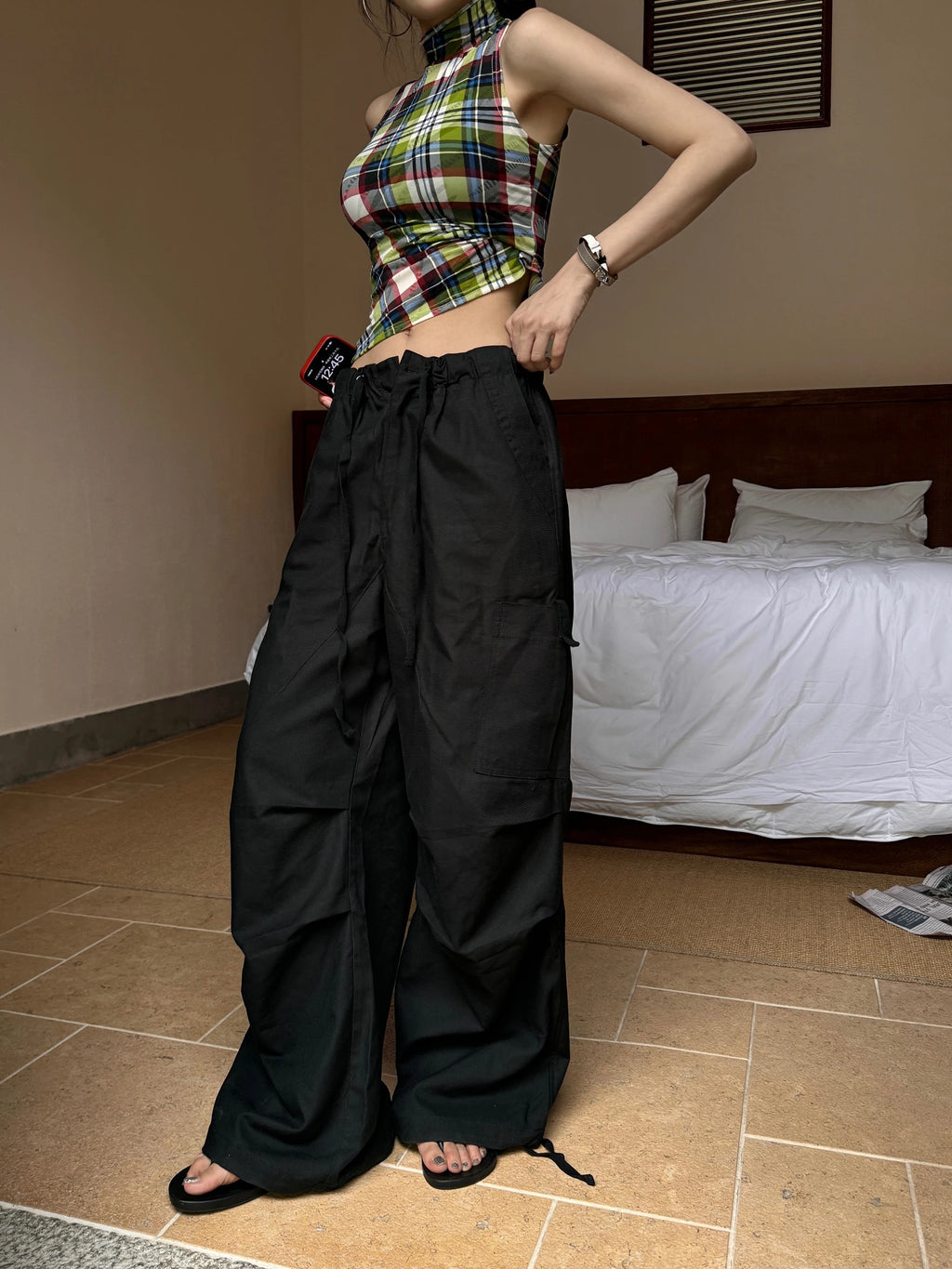 Vintage Plaid Sleeveless Crop Top - American Retro Grunge Y2K Tank crop top LUNARITY GARAGE