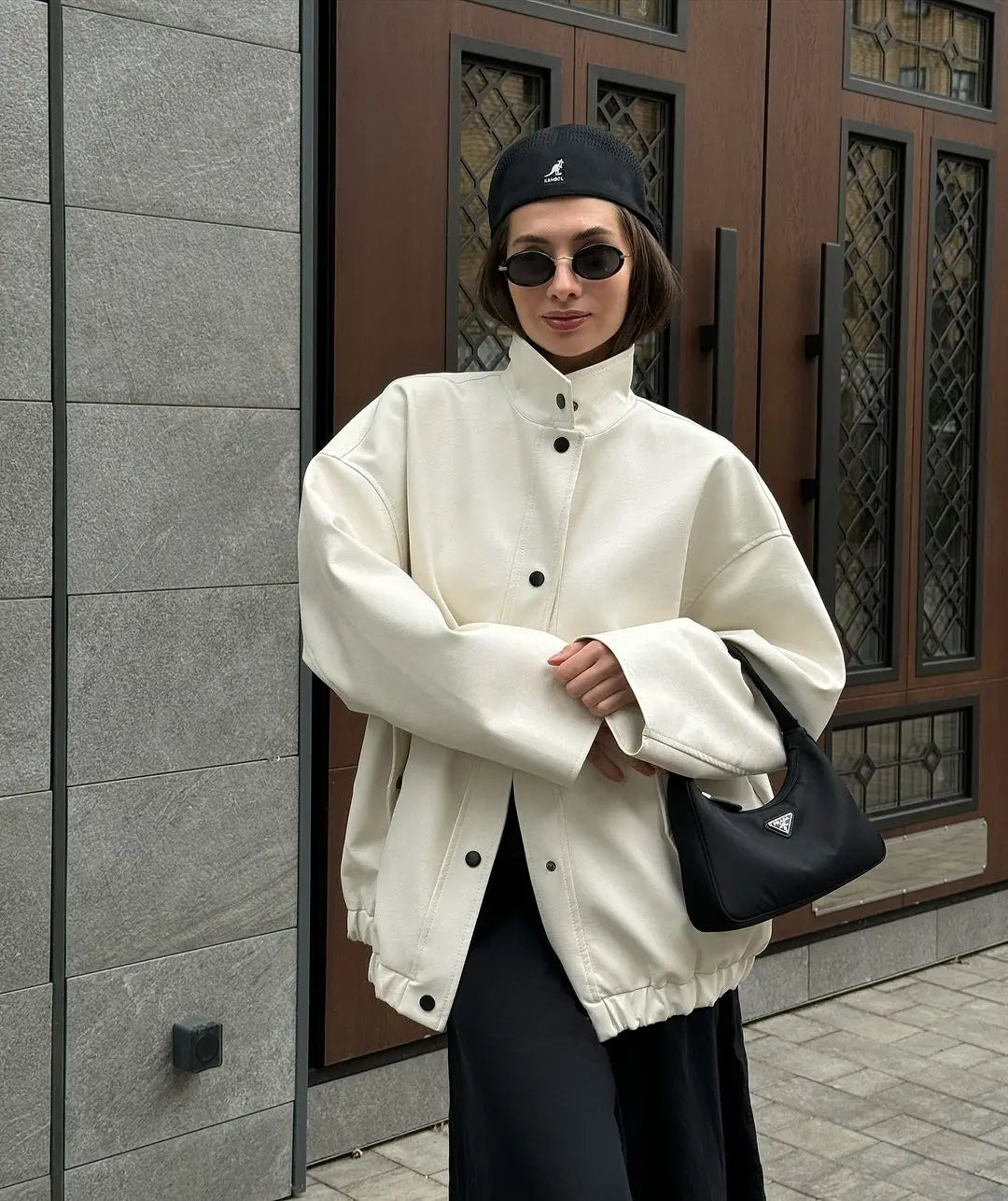 Fashion Stand Collar Button Coat Coats Lunarity Garage White S