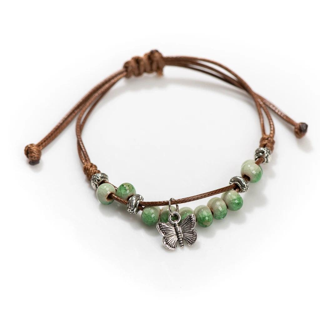 Handmade Butterfly Ceramic Cracked Ice Vintage Adjustable Bracelet bracelets LUNARITY GARAGE H920B