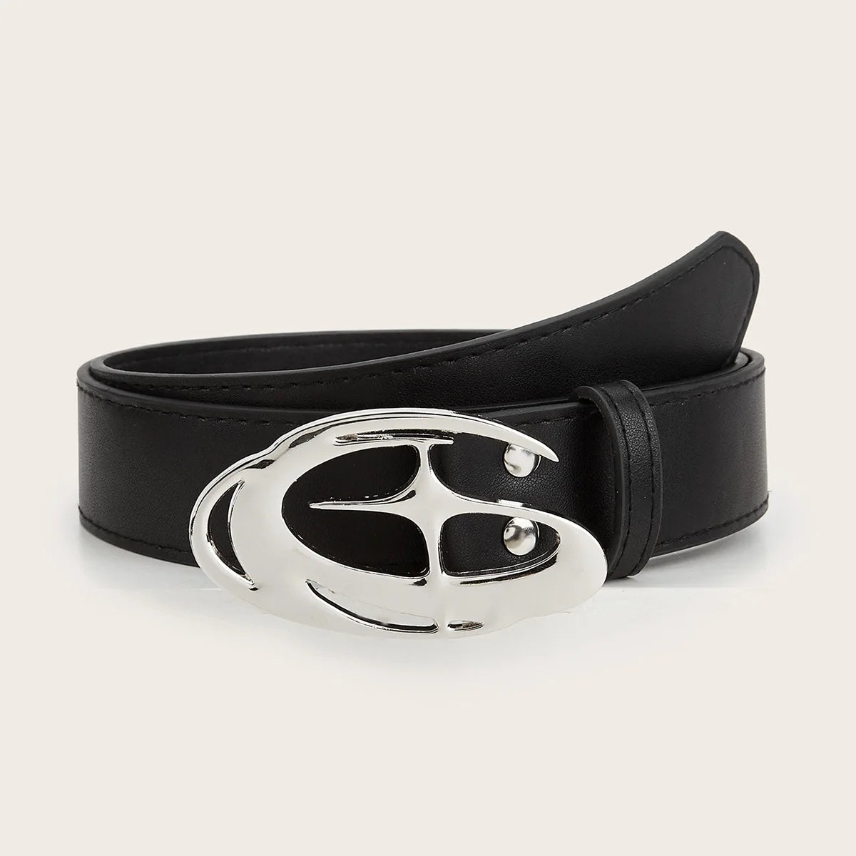 Vintage Punk Moon & Star Buckle Belt – Gothic Y2K PU Leather Waistband for Men & Women Belt LUNARITY GARAGE Black 105CM