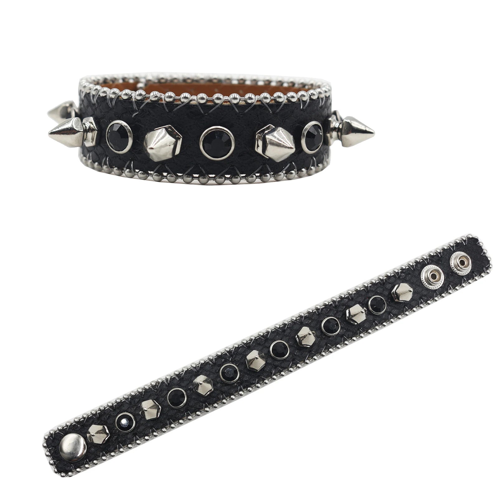 Rhinestone Denim Bracelet – Hip Hop Punk Rock Y2K Style (Unisex) Bracelets LUNARITY GARAGE Black