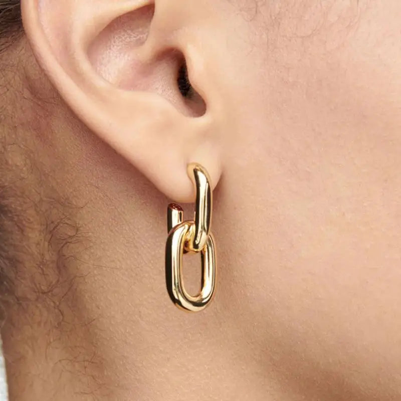 Retro Double Loop Geometric Drop Earrings – Gold and Silver earrings LUNARITY GARAGE