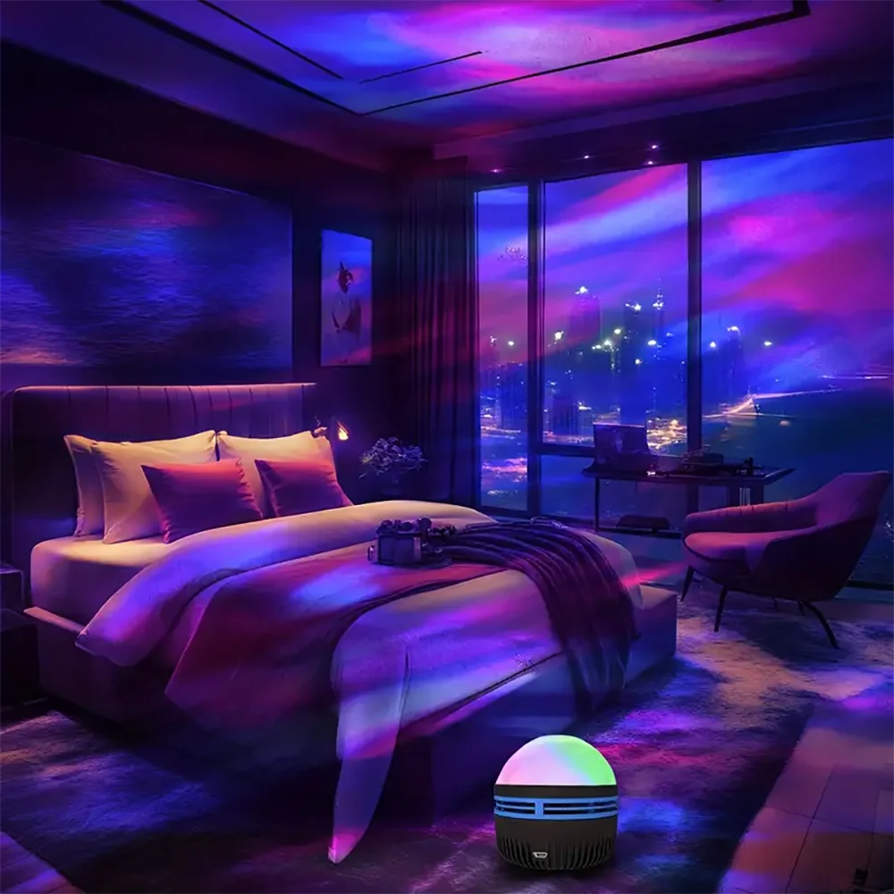 Aurora Starry Galaxy Dreams Northern Glow Night Light Projector LED Starry Sky Atmosphere Lighting Gift Bedside Nightlight Lamp Night Lights LUNARITY GARAGE