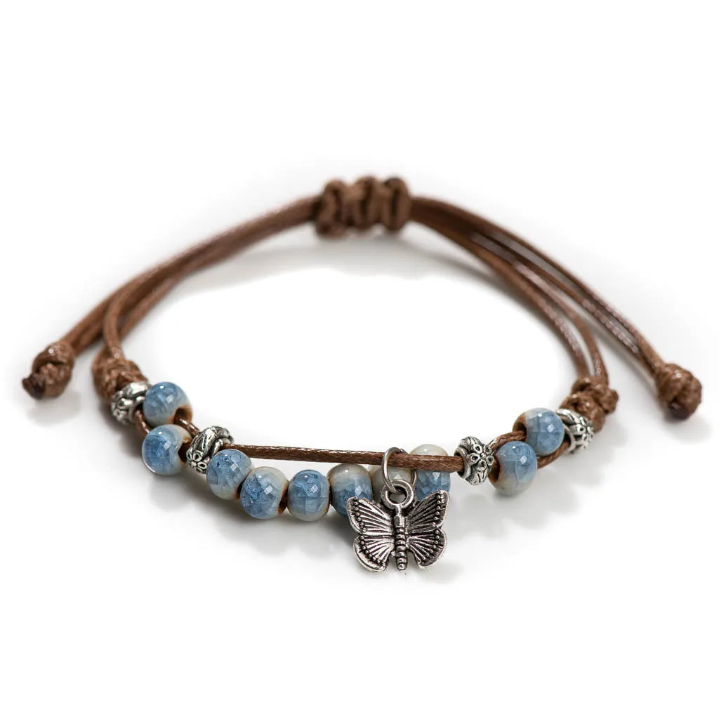 Handmade Butterfly Ceramic Cracked Ice Vintage Adjustable Bracelet bracelets LUNARITY GARAGE H920A