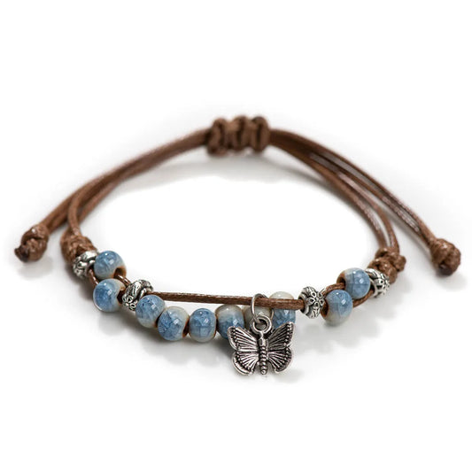 Handmade Butterfly Ceramic Cracked Ice Vintage Adjustable Bracelet bracelets LUNARITY GARAGE H920A  