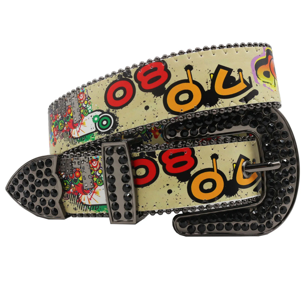 Punk Black Rhinestone Belt – Y2K Western Cowboy Designer Belt belt LUNARITY GARAGE
