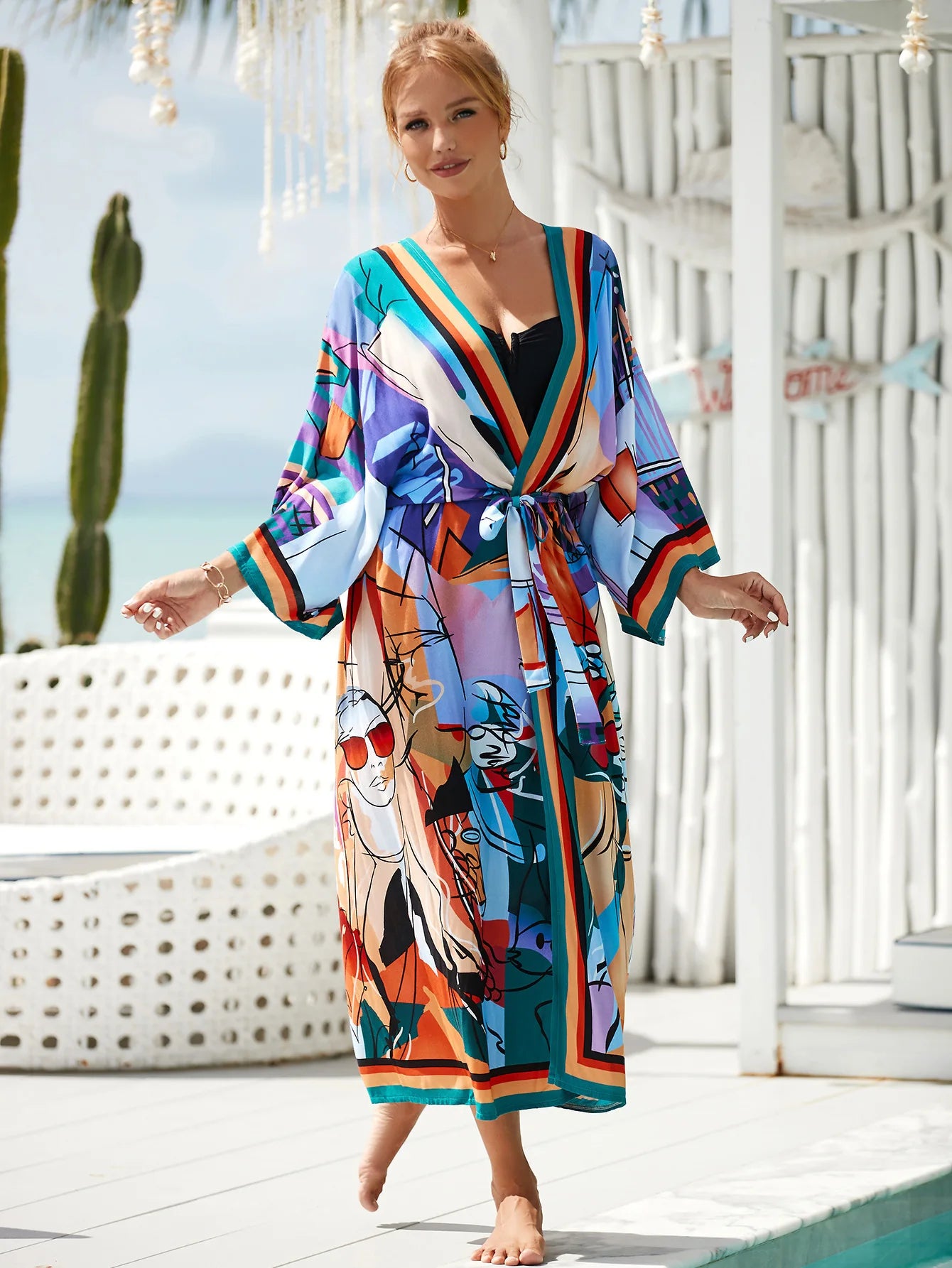 The Africa Printed Beach Kimono Cover-Up kimonos LUNARITY GARAGE