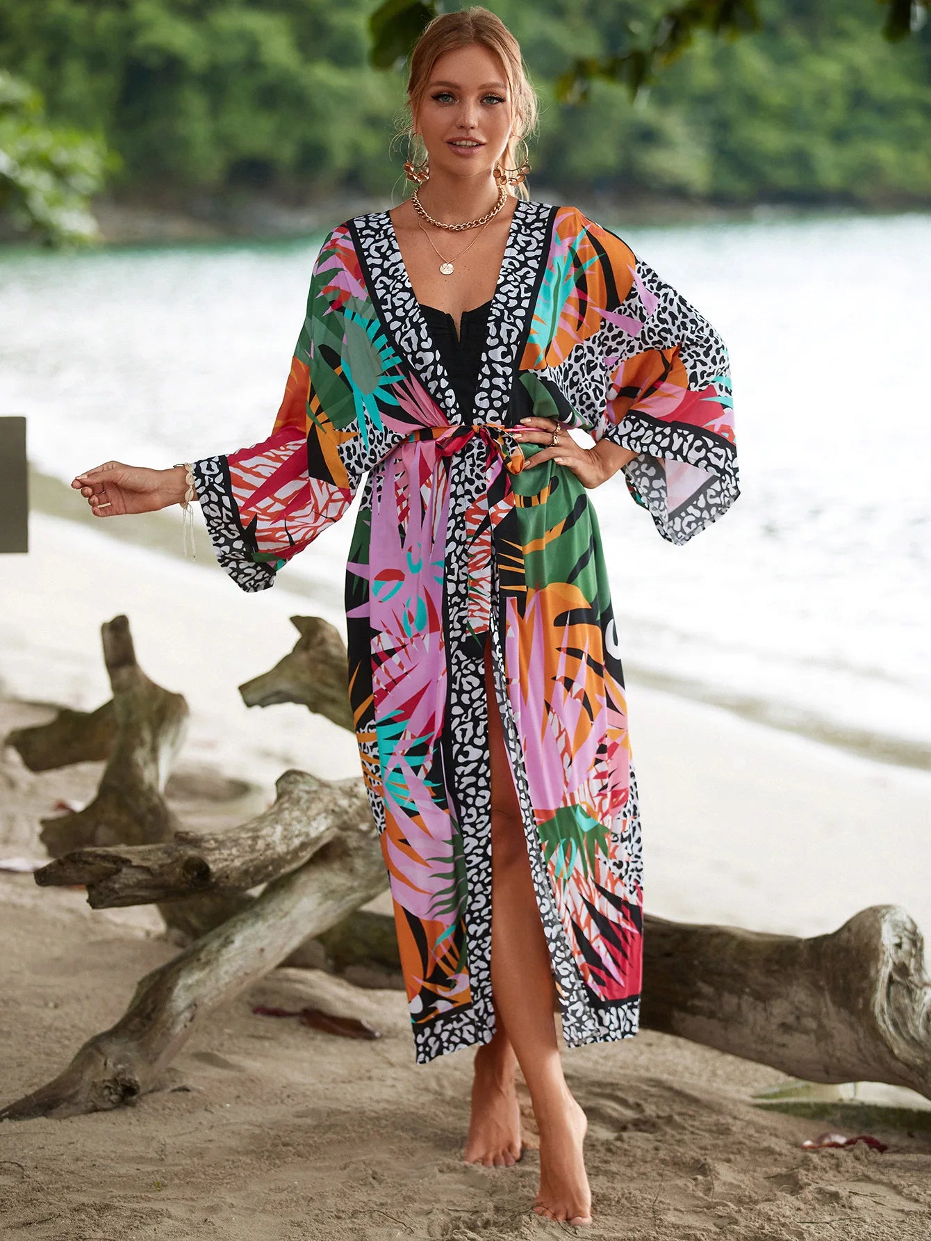 The Africa Printed Beach Kimono Cover-Up kimonos LUNARITY GARAGE
