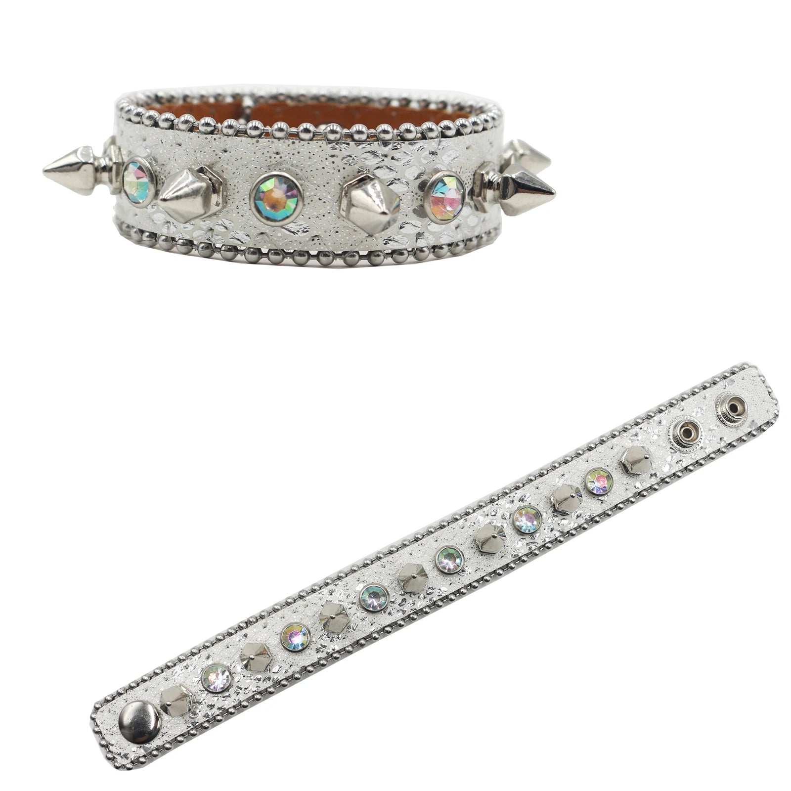 Rhinestone Denim Bracelet – Hip Hop Punk Rock Y2K Style (Unisex) bracelets LUNARITY GARAGE White