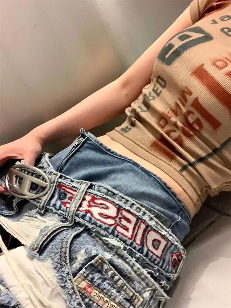 Y2K Harajuku Letter Print Crop Top – Retro Slim Fit Streetwear Tee for Women crop top LUNARITY GARAGE
