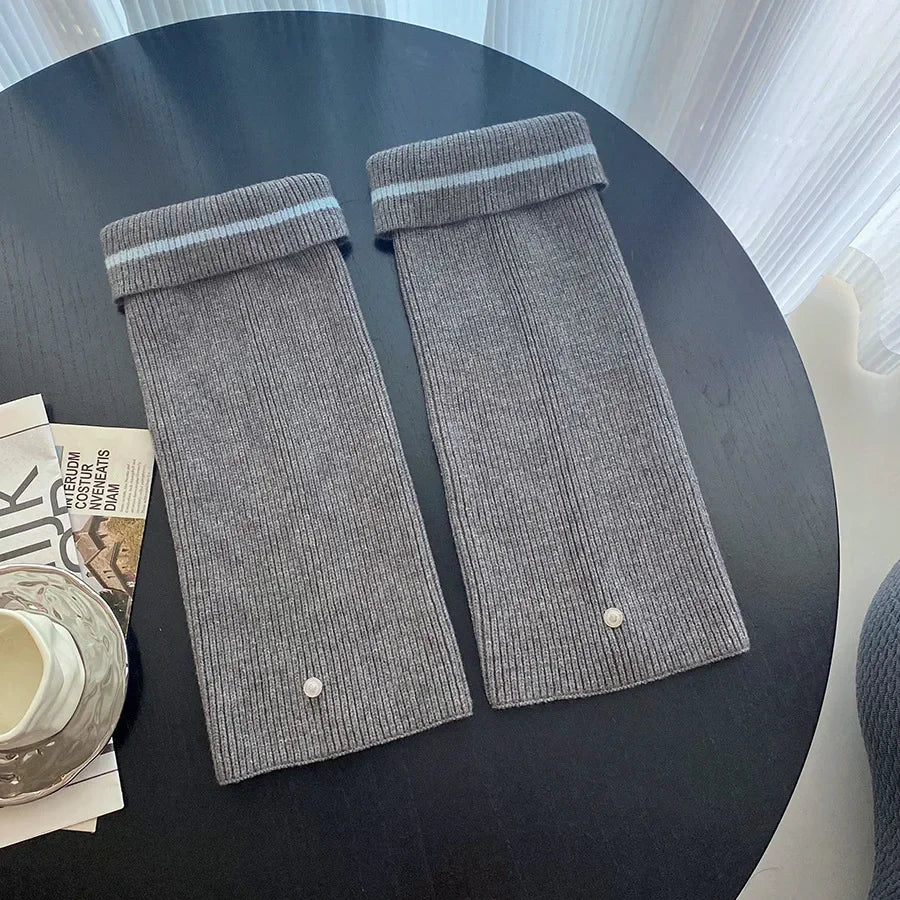 Vintage Wool Knitted Leg Warmers with Metal Buckle – Y2K Winter Calf Leggings Leg warmer LUNARITY GARAGE gray One Size
