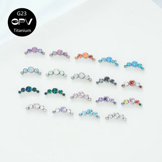 Titanium Ear Stud Zircon Opal Piercing Jewelry In 25 Colors Optional Women's Party Bar Fashion Ear Cartilage Stud Ear Piercings Lunarity Garage   