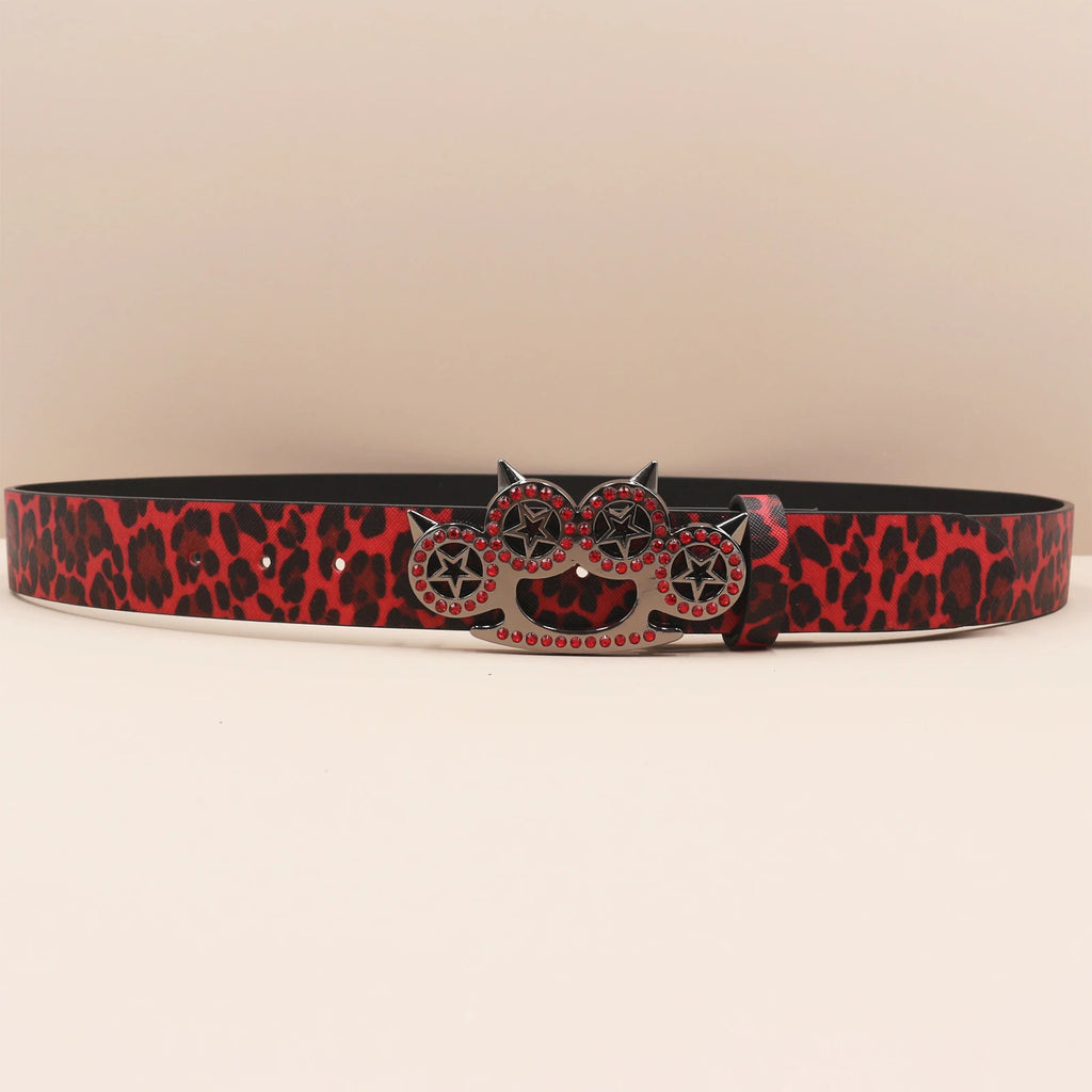 Leopard Print Rhinestone Y2K Belt - Hip Hop Western Shiny Waistband Belt LUNARITY GARAGE