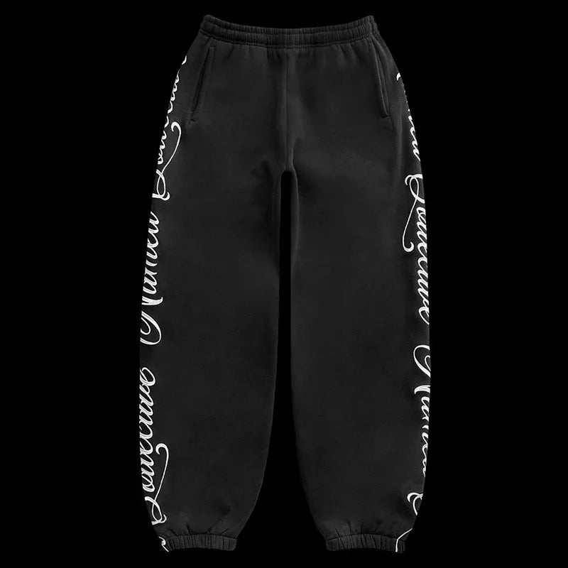 Gothic Letter Embroidery Zip-Up Hoodie & Sweatpants Set – Y2K Hip Hop Casual Streetwear sweatshirt LUNARITY GARAGE Sweatpant S