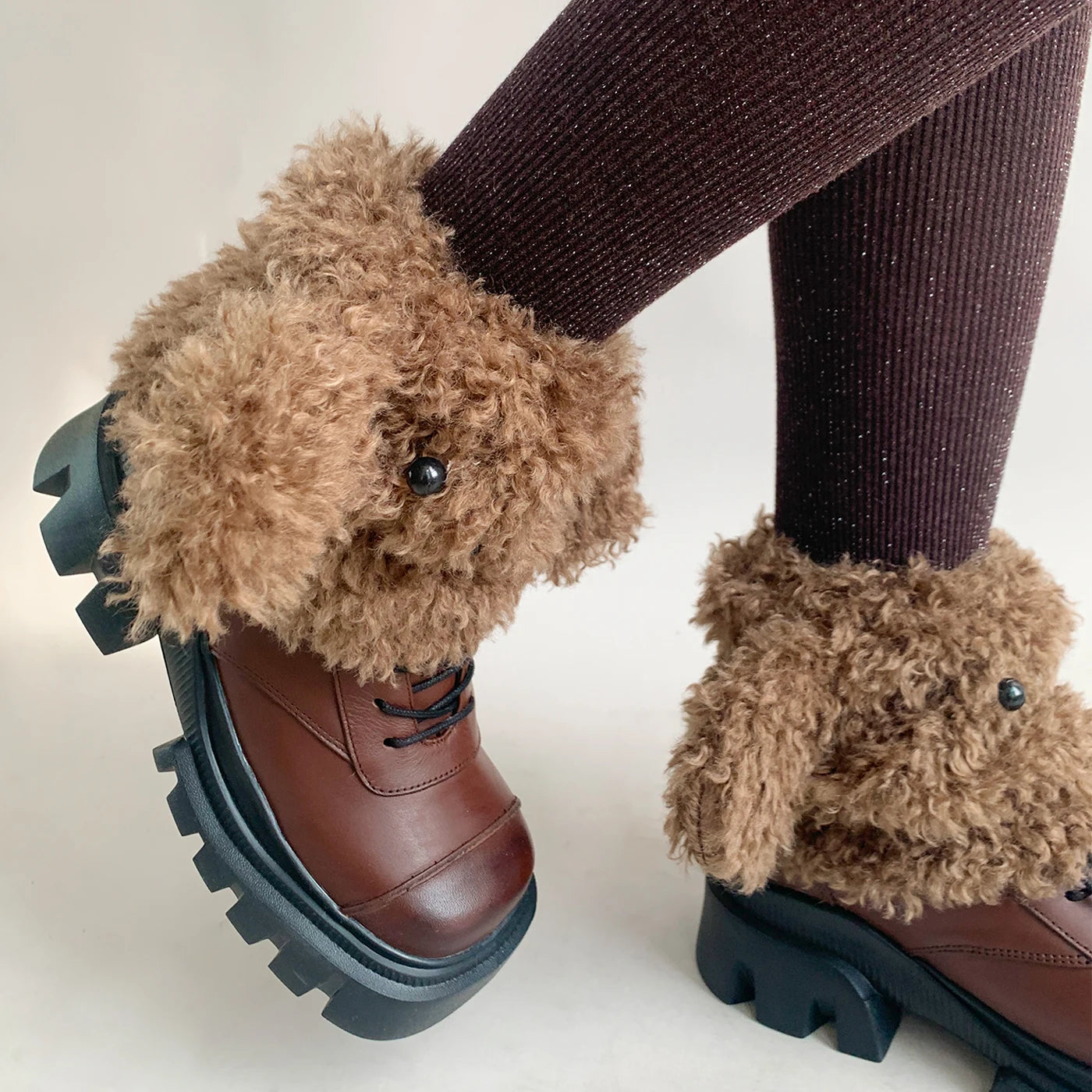 Funny Teddy Curly Leg Warmers – Cute Dog Animal Leg Warmers for Women, Winter JK Girl Cosplay, Y2K, Harajuku & Lolita Style Leg Warmers LUNARITY GARAGE