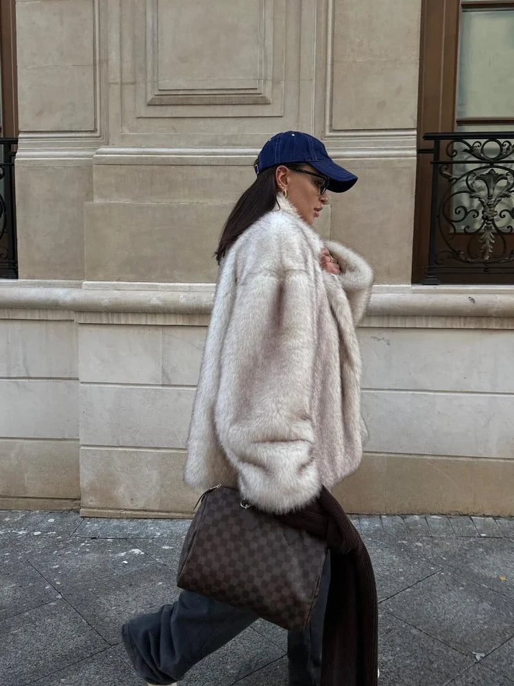 Furry Faux Fur Jacket – Winter Chic Outwear Jackets LUNARITY GARAGE