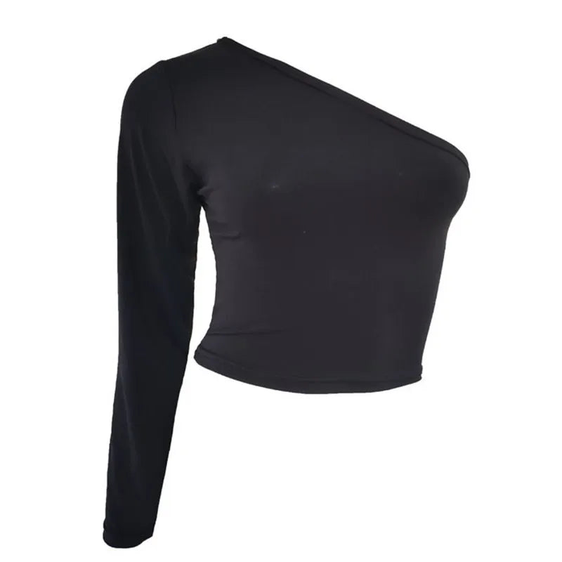 Sexy T-shirt Solid color top long sleeved off shoulder Women's sumer clothes women's luxury clothing tops for women cheap top LUNARITY GARAGE