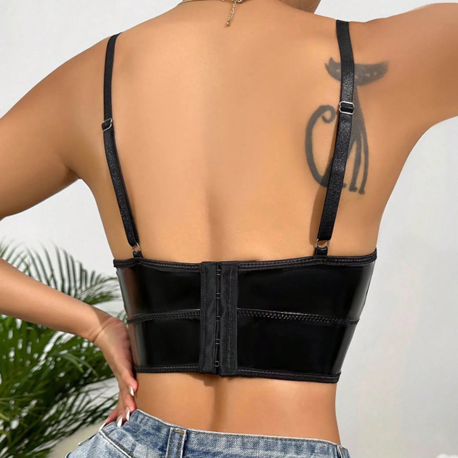 Women's PU Leather Strappy crop top LUNARITY GARAGE