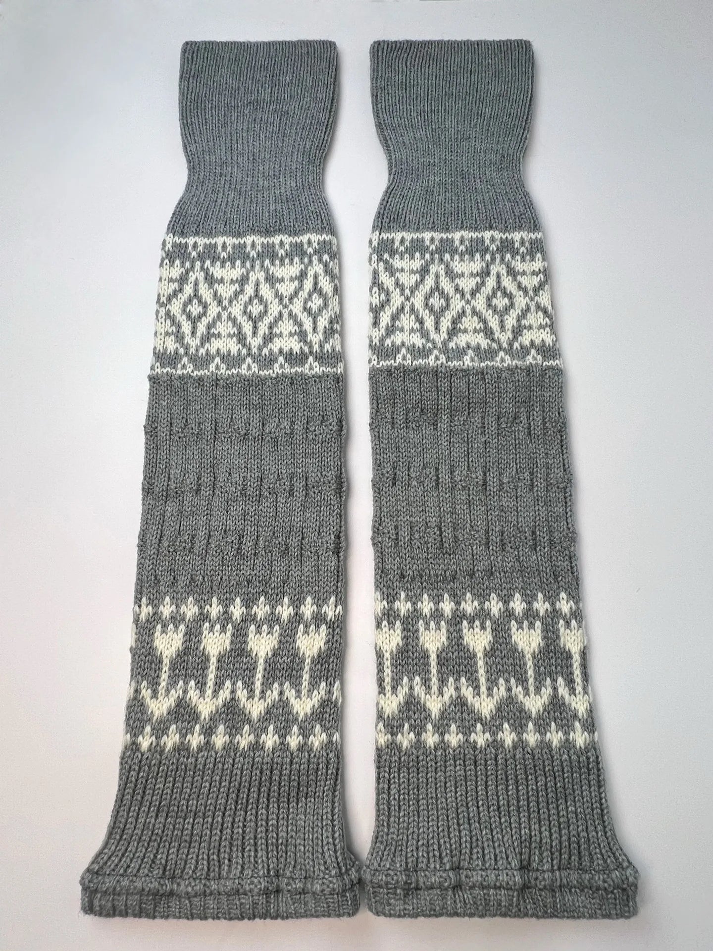 Women’s Vintage Knit Wool Leg Warmers with Tulip Pattern Leg warmer LUNARITY GARAGE gray 40cm