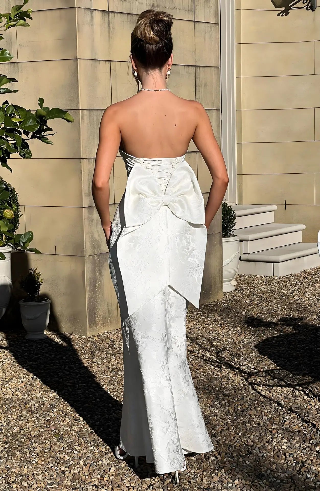 Elegant Floral Embroidery Strapless Bodycon Maxi Dress | Off-Shoulder Evening & Night Club Dress LUNARITY GARAGE