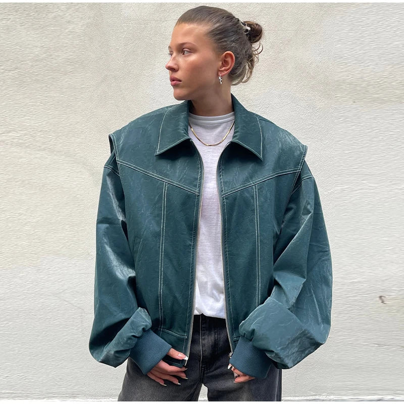Vintage Contrast Stitch Lapel Long Sleeve Jacket Jackets LUNARITY GARAGE