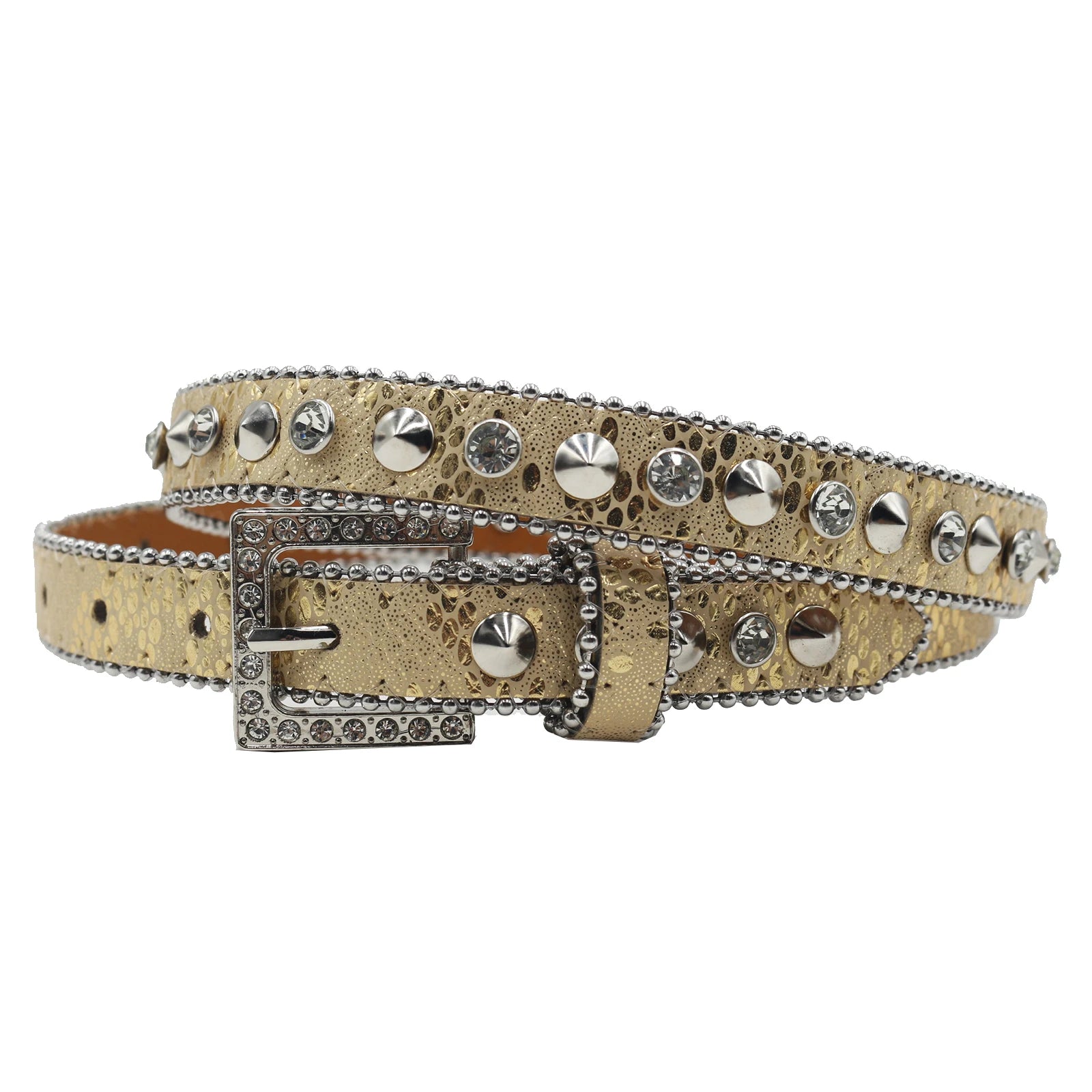 Women’s Rhinestone Leopard Belt – Western Crystal Square Buckle belt LUNARITY GARAGE SW-Gold 95CM