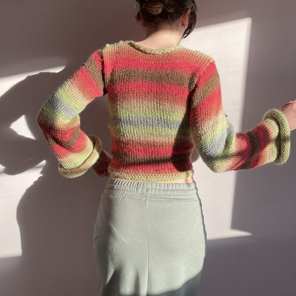 90s Streetwear Color Block Crochet Knit Crop Top – Bold & Trendy crop top Lunarity Garage