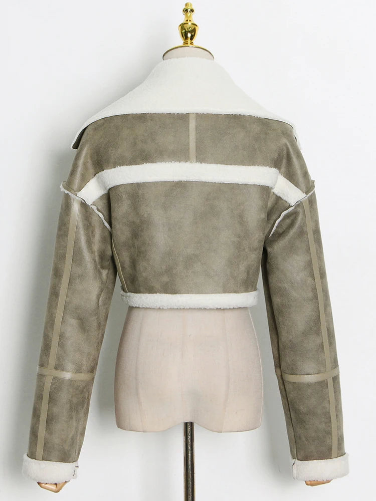 Women's Winter Streetwear Jacket – Short Zipper Coat with Turn-Down Collar jacket LUNARITY GARAGE