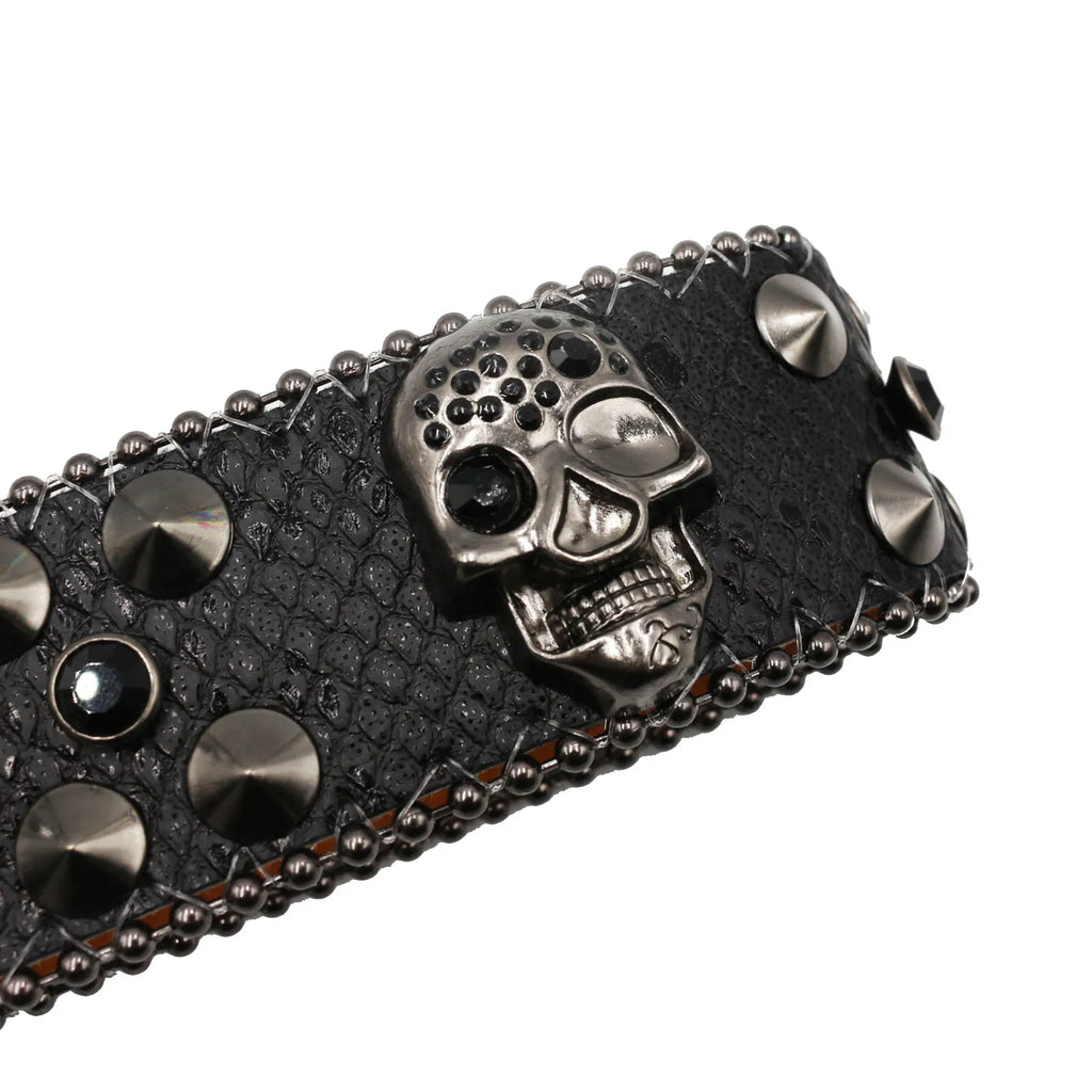 Skull Rhinestone Cowboy Belt – European & American Style Pin Buckle belt LUNARITY GARAGE
