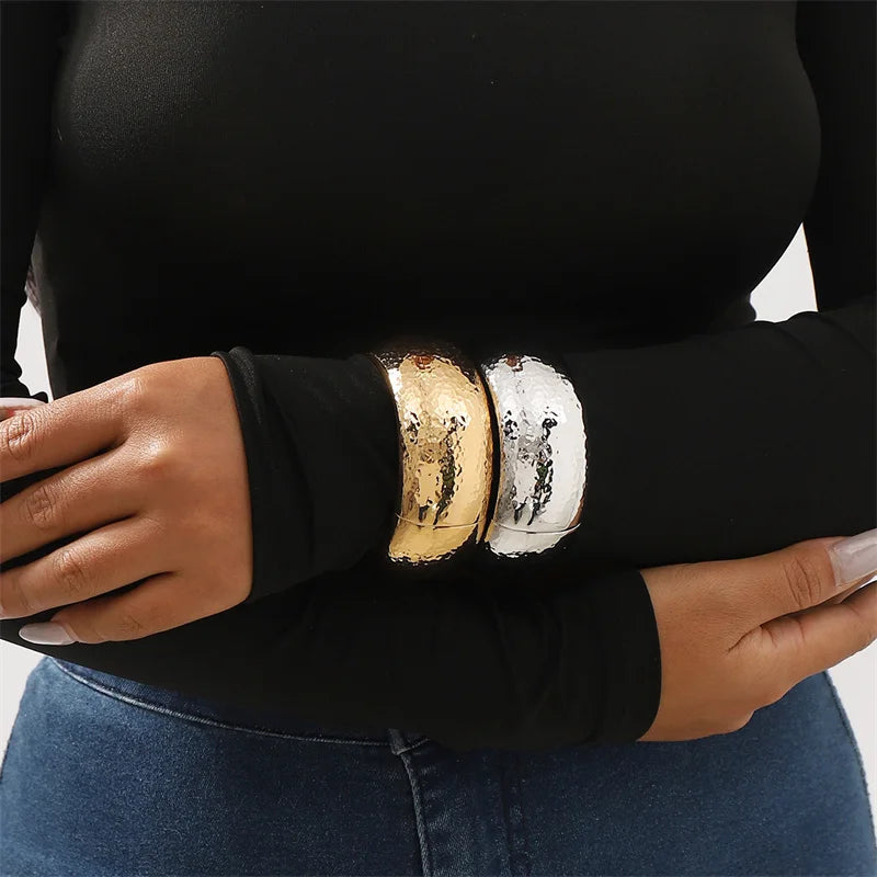 Vintage Geometric Wide Stripe Metal Open Bracelet Bracelets Lunarity Garage