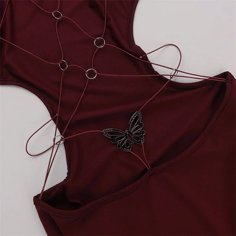 Backless High Collar Bodycon Maxi Dress – Elegance & Allure dress LUNARITY GARAGE