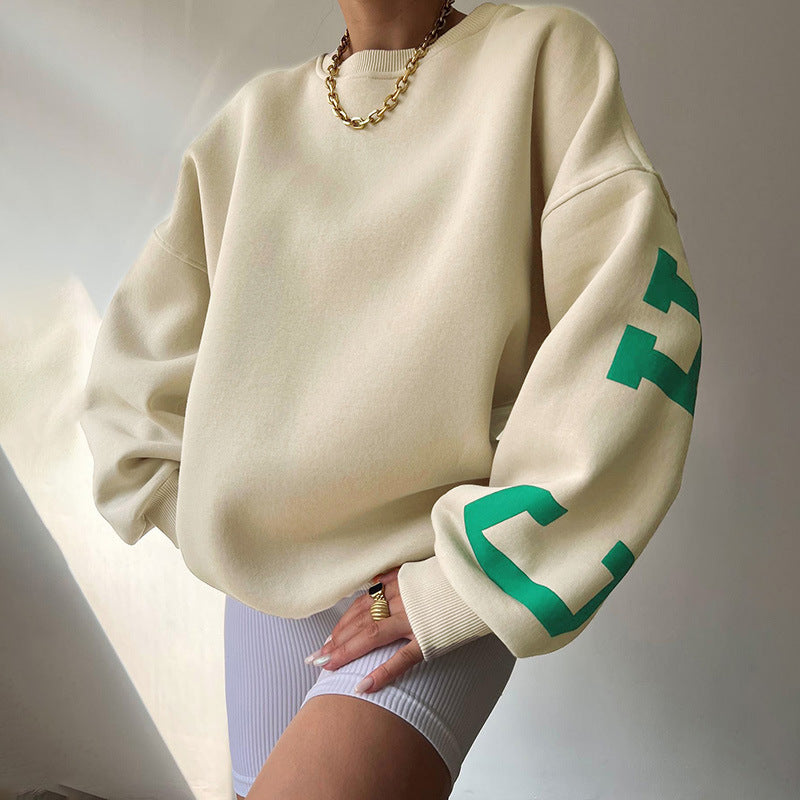 Back Letters Print Oversized Sweatshirt – Cozy Streetwear for Autumn & Winter Sweatshirts Lunarity Garage