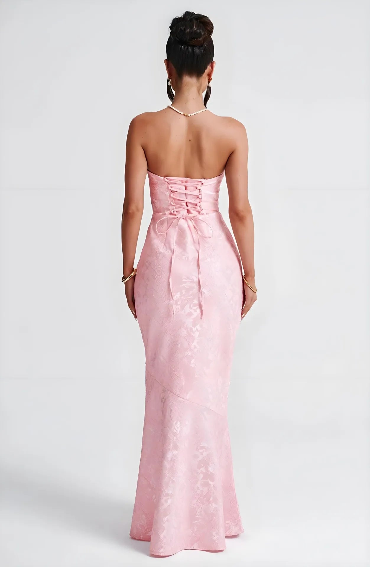 Elegant Floral Embroidery Strapless Bodycon Maxi Dress | Off-Shoulder Evening & Night Club Dress LUNARITY GARAGE