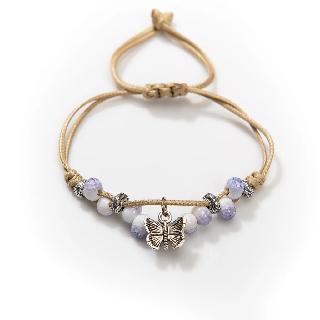 Handmade Butterfly Ceramic Cracked Ice Vintage Adjustable Bracelet bracelets LUNARITY GARAGE H920H