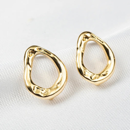 14K Gold Color Plated Brass Oval Stud Earrings High Quality Diy DIY Jewelry Making Finding Accessories Earrings Lunarity Garage   