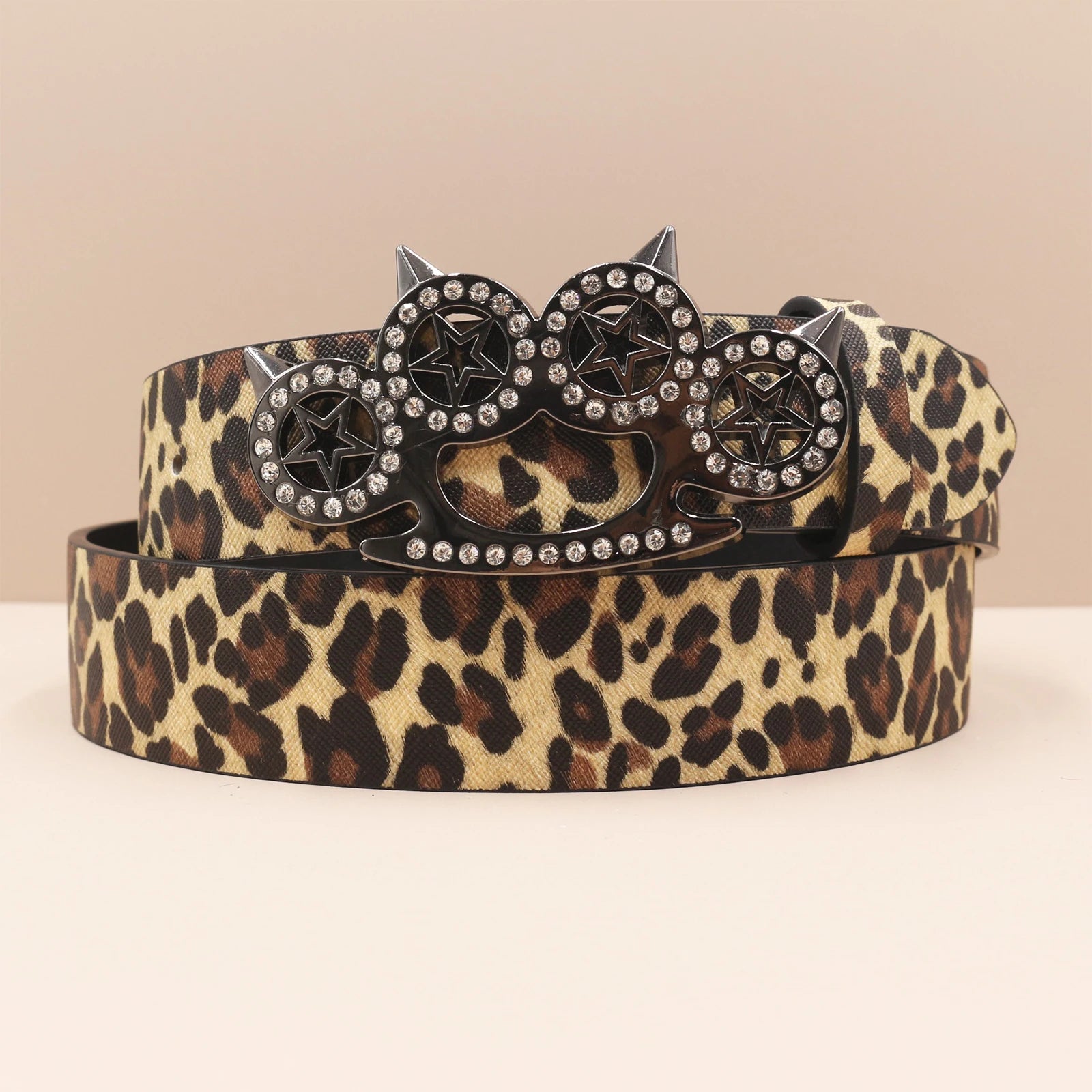 Leopard Print Rhinestone Y2K Belt - Hip Hop Western Shiny Waistband Belt LUNARITY GARAGE