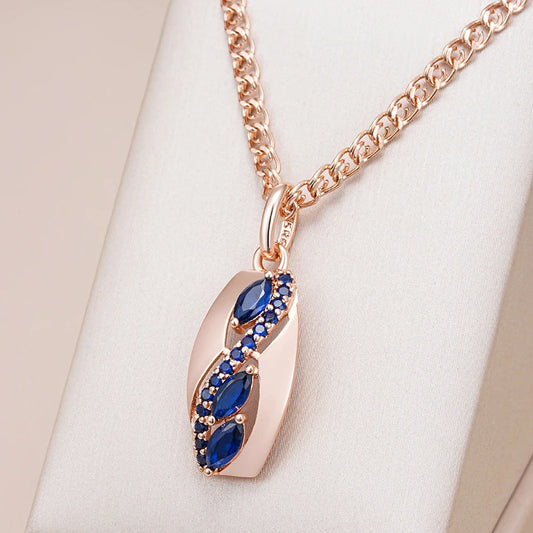 Shiny Rhombus Blue Natural Zircon Pendant Necklace necklaces LUNARITY GARAGE   