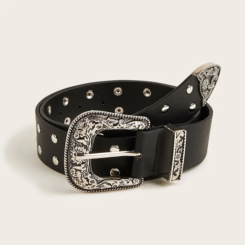 Vintage Rivet Gothic Belt - Punk Y2K Metal Buckle Belt Lunarity Garage